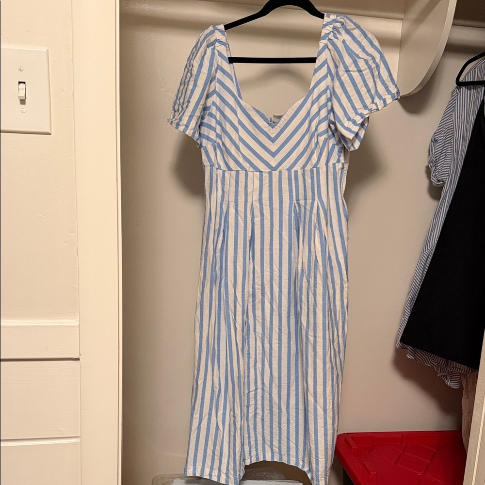 a new day Blue and White Striped Midi Dress